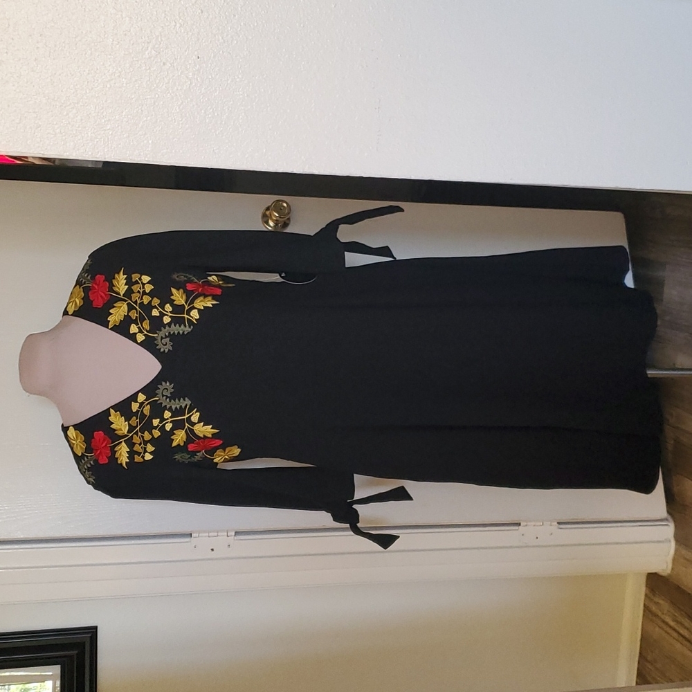 Embroidered Boho black dress by Sheen size 14 Brand New with Tags!